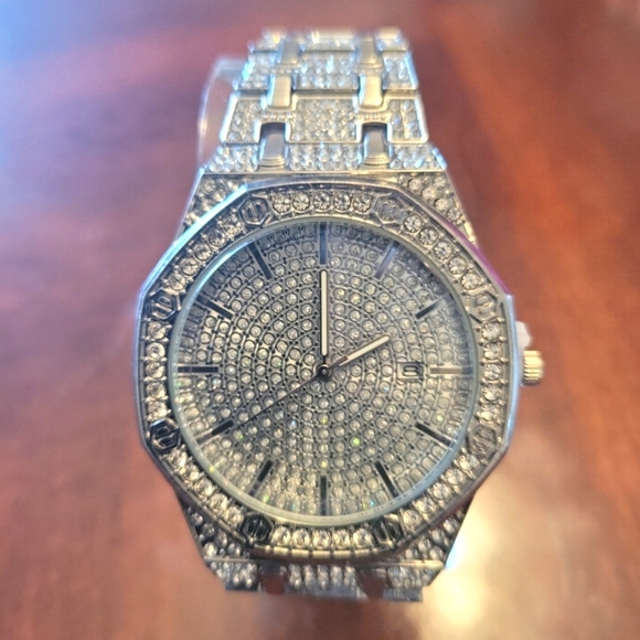 Men's Iced Out Hip Hop Bling Waterproof Simulated Diamond Quartz Movement Watch - Picture 2 of 11